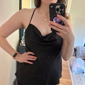 Express satin cowl neck top size L